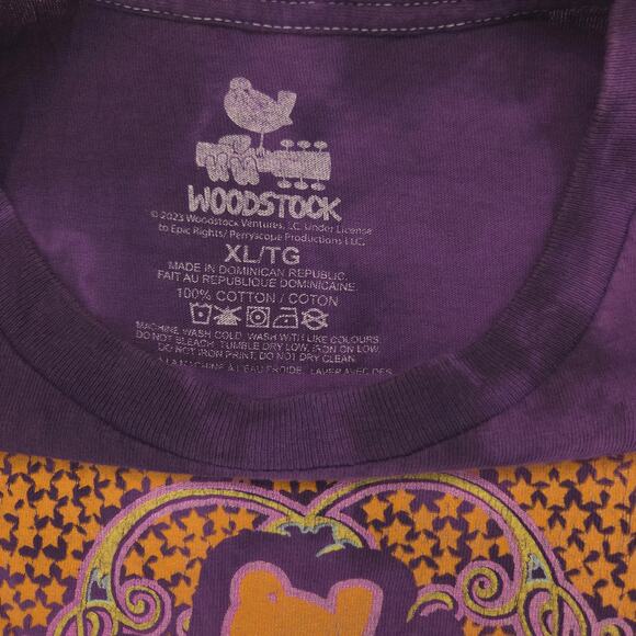Woodstock 1969 Short Sleeve Crew Neck Graphic Shirt Womens Size XL Tie Dye - Picture 3 of 9